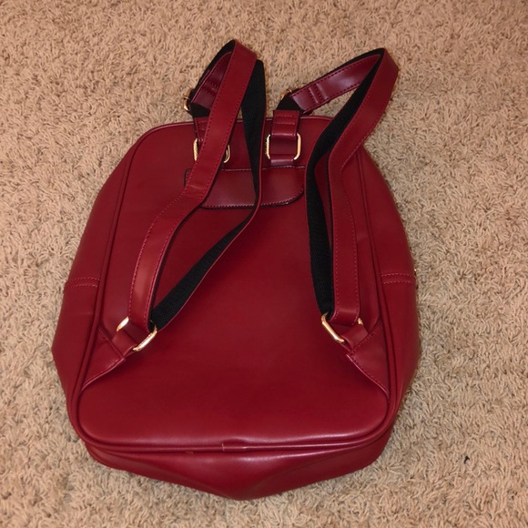 Red leather backpack - Picture 3 of 3